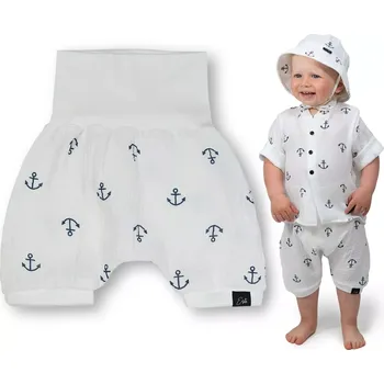 Chlapecké kraťasy ESITO | Dětské kraťasy mušelín Anchor - bílá / 92