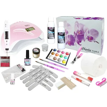Startovací sada na Akrylové nehty XXXL48W s bruskou 10W na tipy - růžová