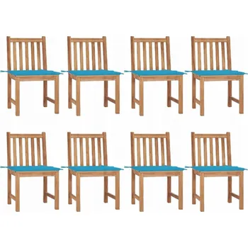 VidaXL Zahradní židle s polštáři, 8 ks, masivní teakové dřevo
