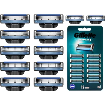 Gillette Mach3 Náhradní Hlavice do Holicího Strojku Originální 12 Ks