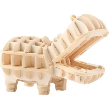 Dřevěná hračka Dřevěné 3D puzzle 50 x 25 x 35 mm model Hrocha DIY zvířecí skládačka Vzdělávací montážní hračka pro děti i dospělé Kreativní ruční tvoření