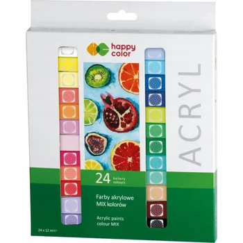 Vodová barva Akrylové barvy Happy Color 24 barev x 12 ml