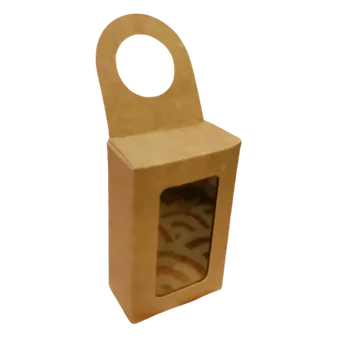 Dárková krabička Papírová krabička na láhev v přírodní barvě 11x7x3,5 cm