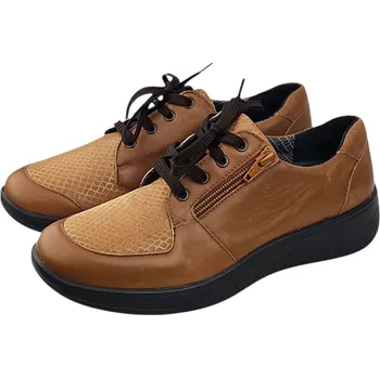 Dámské polobotky F 19114 - brown Dámské kožené šněrovací polobotky, zip; DV 37