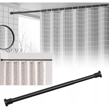 Garnýž Teleskopická tyč na závěsy, prodlužovací garnýž bez vrtání 70-120 cm Černá