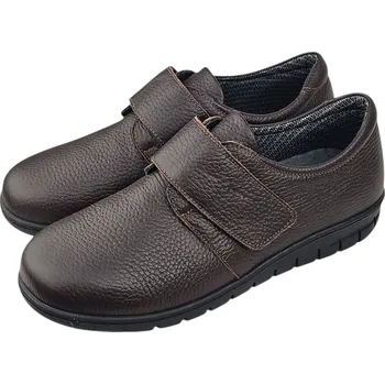 Dámské polobotky F 2520 - brown dámské kožené polobotky – hnědé, pohodlné, na suchý zip; DV 37