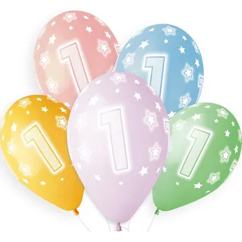 Balónek Dekorativní BALÓNKY s potiskem 1 NA PÁRTY 5 ks GoDan VYSOKÁ KVALITA
