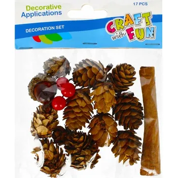 Obraz PŘÍRODNÍ ŠIŠKY s doplňky KVĚTINOVÉ dekorace CRAFT WITH FUN