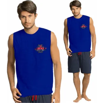 Pánské pyžamo Pohodlné pánské pyžamo ATLANTIC tílko a bavlněné kraťasy EMN-019 XL