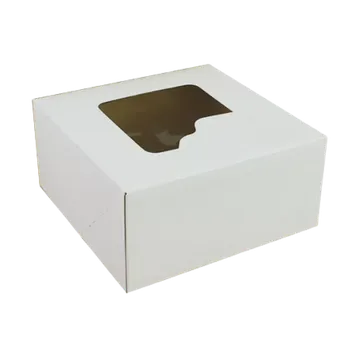 Obalový materiál Dortová bílá krabička s průhledným okénkem 25x25x12 cm