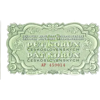 ČESKOSLOVENSKO. 5 korun 1953. Série AP. Hej. 91a. Ruský tisk.