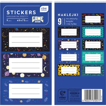 samolepka Samolepky na sešit Interdruk Game over, 9 kusů