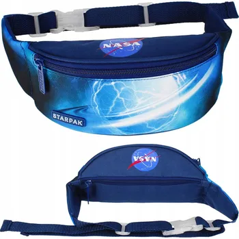 Ledvinka Dětská ledvinka modrá na zip s přihrádkami pro děti Starpak, dětská ledvinka, sportovní taška NASA bílá, černá, modrá