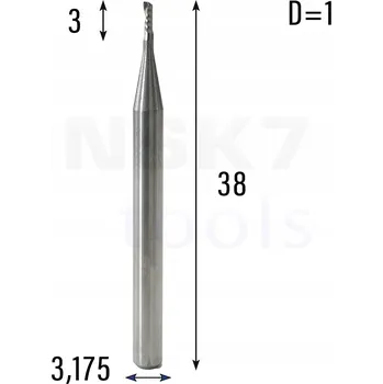 Vrták Univerzální jednobřitá fréza 1P | fi 1 x 3 x 38 | VHM CNC | Leštěná
