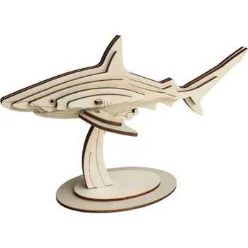 Dřevěná hračka Dřevěné 3D puzzle model Žraloka DIY zvířecí skládačka Mořský svět Montážní stavebnice Dárek pro děti Dospělé Teenagery Kreativní tvoření