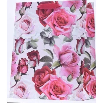 Dárková taška OZDOBNÁ dárková taška 18x23 cm CANPOL růžová DÁRKOVÉ TAŠKY s růžemi