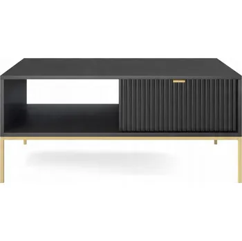 Konferenční stolek Moderní černý konferenční stolek se zlatým rámem - 104x68x46 cm