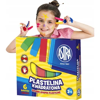 Modelovací hmota Školní modelovací hmota (plastelína) Astra ČTVERCOVÁ, 6 barev
