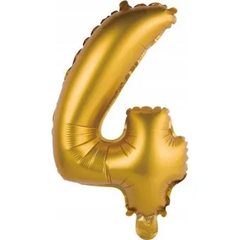 Balónek Balón Zlatý Matný s Číslicí 4 pro Dekoraci 35 cm