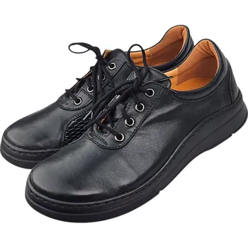 Dámské polobotky S 2853 - 100 Dámské kožené černé polobotky s vnitřním strečovým dílcem pro halluxy; DV 37