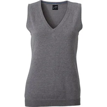 Dámská vesta James & Nicholson Kvalitní dámský pullover - vesta Šedý melír XS