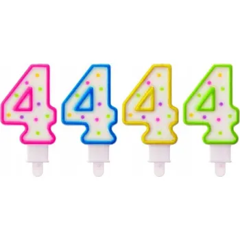 Dortová svíčka Narozeninová svíčka barevná s puntíky Číslice 4