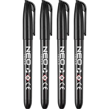 NEO TOOLS Stavební popisovač, černý, permanentní, voděodolný, na olejové bázi, 4 kusy 13-856