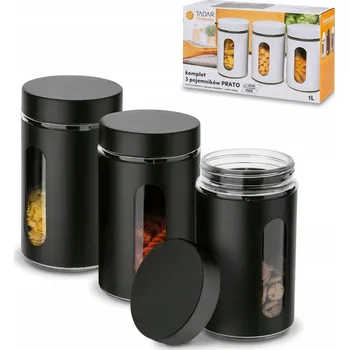 Dóza na potraviny Sada 3 kuchyňských dóz černá Prato Tadar 1 l
