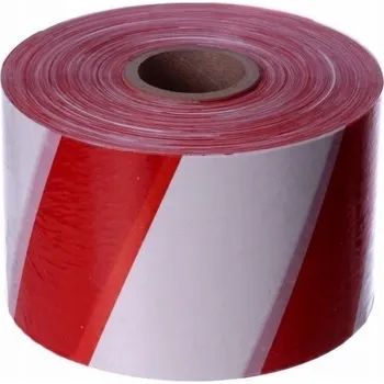 Lepicí páska Výstražná páska 80mm x 100m červeno-bílá PAKART Ochranná páska červená