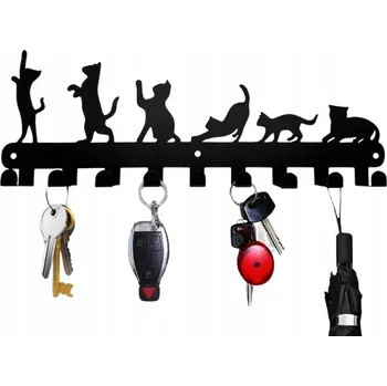 Věšák VĚŠÁK NA KLÍČE, OBLEČENÍ, KOČKY, KOČKY, KOVOVÝ, PEVNÝ, STYLOVÝ, ČERNÝ DIKOM