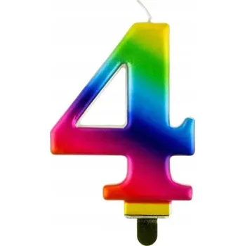 Dortová svíčka Barevná svíčka na dort k narozeninám Číslice 4