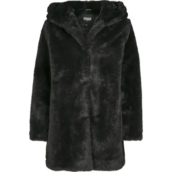 Dámský kabát Dámský kabát Urban Classics Hooded Teddy Coat - černý XXL