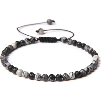 Náramek Korálkový minerální náramek ručně pletený | náramek, šperk - Černá síť