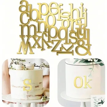 Party dekorace Zlatý nápis happy birthday na dort | dortová dekorace, narozeninová ozdoba - VÍCE , 1 sada
