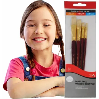 Umělecký štětec Daler Rowney štětce s bílými štětinami, 4 ks vel 2, 4, 6, 8