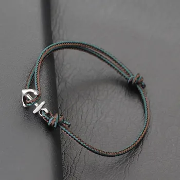 Náramek Pánský stylový náramek s kotvou z provázku | pánský náramek, dárek - Tmavě zelená