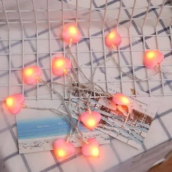 Vánoční dekorace LED světelný řetěz srdce na USB a baterie | led světýlka - teplá bílá , 1,5 m , Styl USB