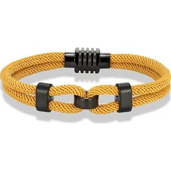 Náramek Pletený pánský náramek s magnetem | pánský náramek, módní doplněk - Kurkuma , 23cm