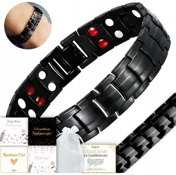 Náramek MAGNETICKÝ NÁRAMEK ZDRAVOTNÍ ČERNÝ PÁNSKÝ OCEL TITANOVÁ KailaArt