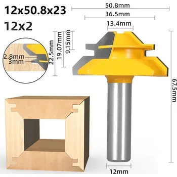 Příslušenství k frézce Fréza na 45° spoje do dřeva | pracovní nástroj - 12x50,8x23