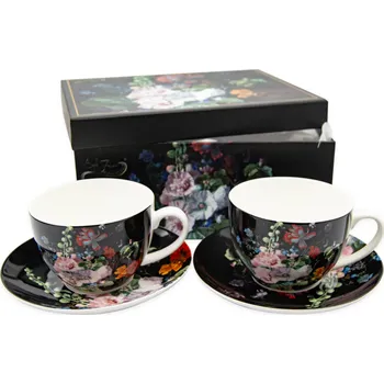 Šapo 280ml porcelán sada 2ks KVĚT černá