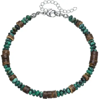 Náramek Coconut wood tyrkysový náramek ručně vyráběný | dřevěný náramek, korálkový náramek - ZJ12926