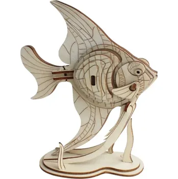 Dřevěná hračka Dřevěné 3D puzzle Skalár ryba DIY model zvířete Ruční montáž bez lepidla Kreativní dekorace Dřevěná stavebnice pro děti i dospělé dárek