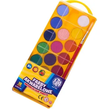 Vodová barva VODNÍ BARVY pro DĚTI sada 18 BAREV + štětec ASTRA akvarelové barvy