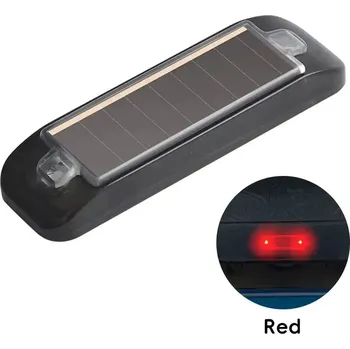 Cyklosvítilna Solární zadní výstražné LED světlo na auto a kolo | osvětlení - Červený