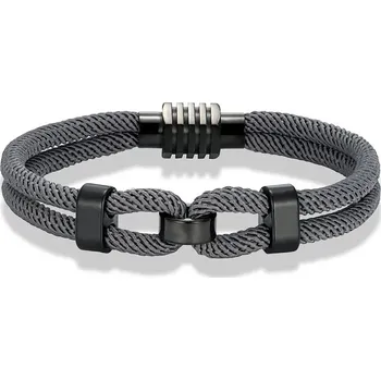 Náramek Pletený pánský náramek s magnetem | pánský náramek, módní doplněk - Tmavě šedá , 23cm