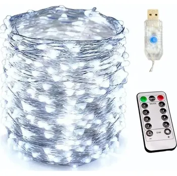 Vánoce USB světelný řetěz s dálkovým ovládáním | led světýlka - Bílý , 2M 20LED diod