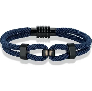 Náramek Pletený pánský náramek s magnetem | pánský náramek, módní doplněk - Tmavě modrá , 19cm