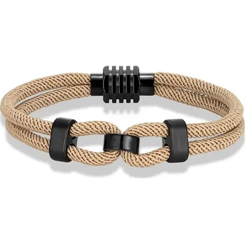 Náramek Pletený pánský náramek s magnetem | pánský náramek, módní doplněk - Šampaňské , 17CM