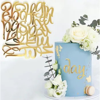 Party dekorace Zlatý nápis happy birthday na dort | dortová dekorace, narozeninová ozdoba - Olivový , 1 sada